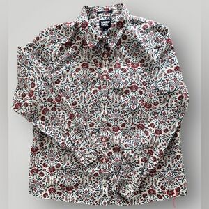 Lands' End Women’s Red and White Patterned Shirt
